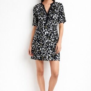 Liquid Silk Abstract Floral Dress Black White Modern Artsy Minimalist Silk Lined
